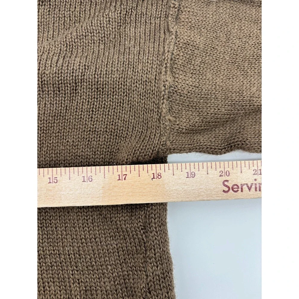 US Military 5 Button Sweater Mens Brown Wool Knitted Henley Small 1985 Vintage